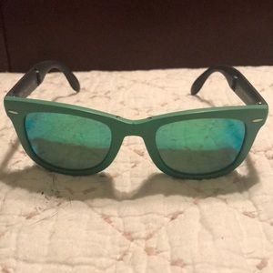 Green folding RayBan Wayfarer sunglasses
